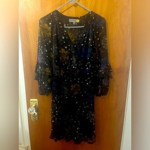 Floral print sheer sleeves dress